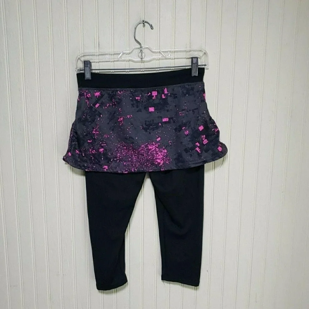 C9 By Champion Skort Girls 10-12 Black Pink Geometric Capri Leggings Athletic